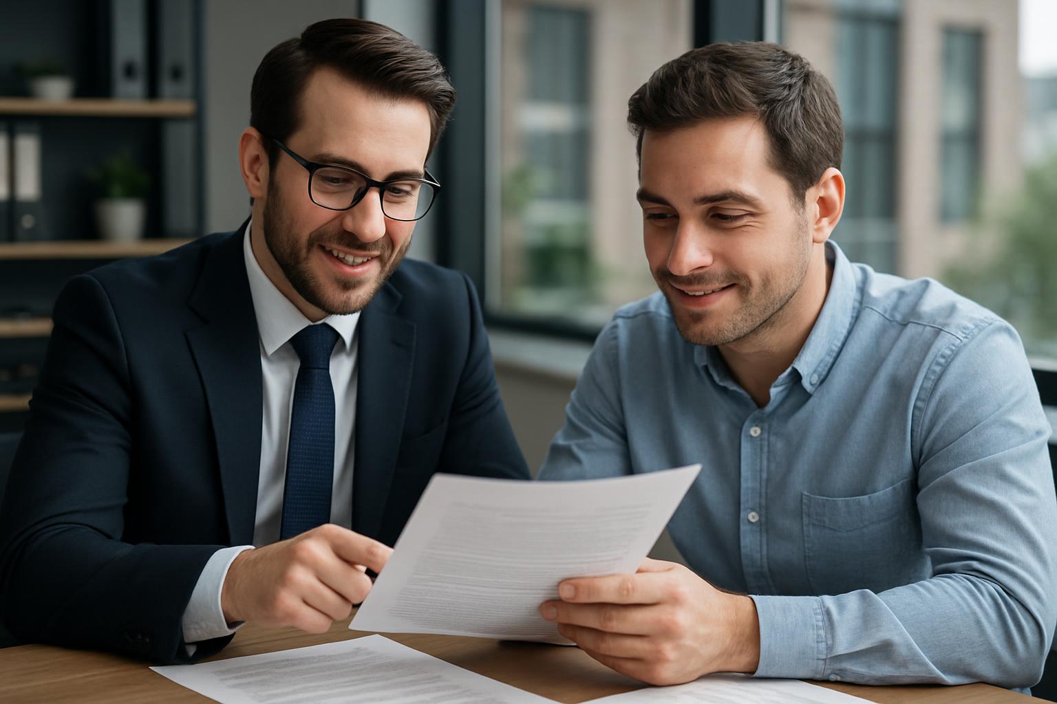 Attorney consulting with client